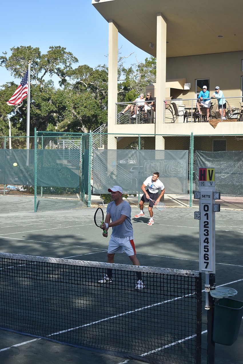 Mark Malinowski and Tomasz Borucki in a doubles match.