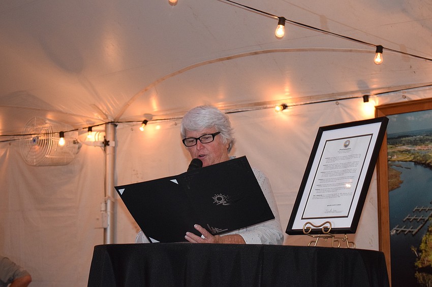 Priscilla Whisenant Trace, a Manatee County commissioner, shares a declaration of Waterlefe Golf and River Club being 20 years old.