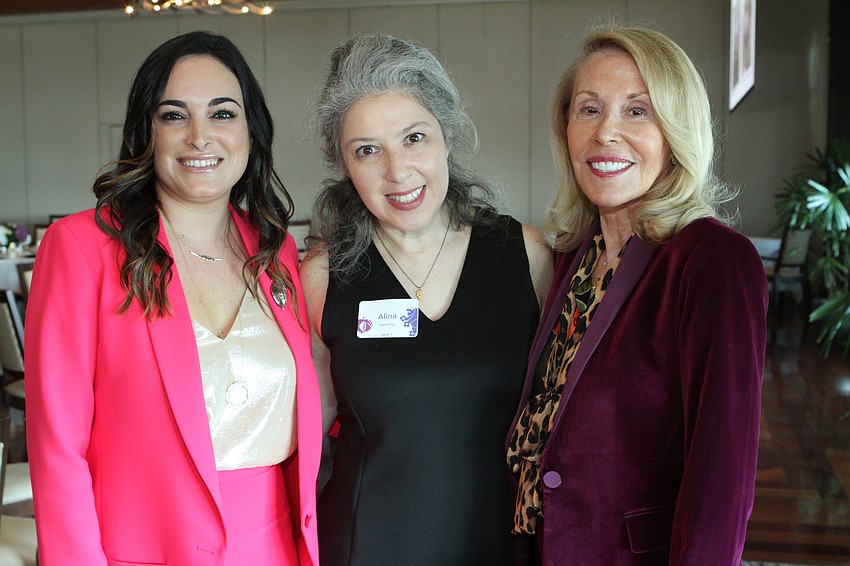 Co-Chairwoman Sepi Ackerman, speaker Alina Spaulding and Co-Chairwoman Barbara Ackerman