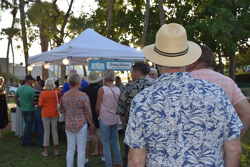 The line at Tommy Bahama was deep at the beginning of the event.