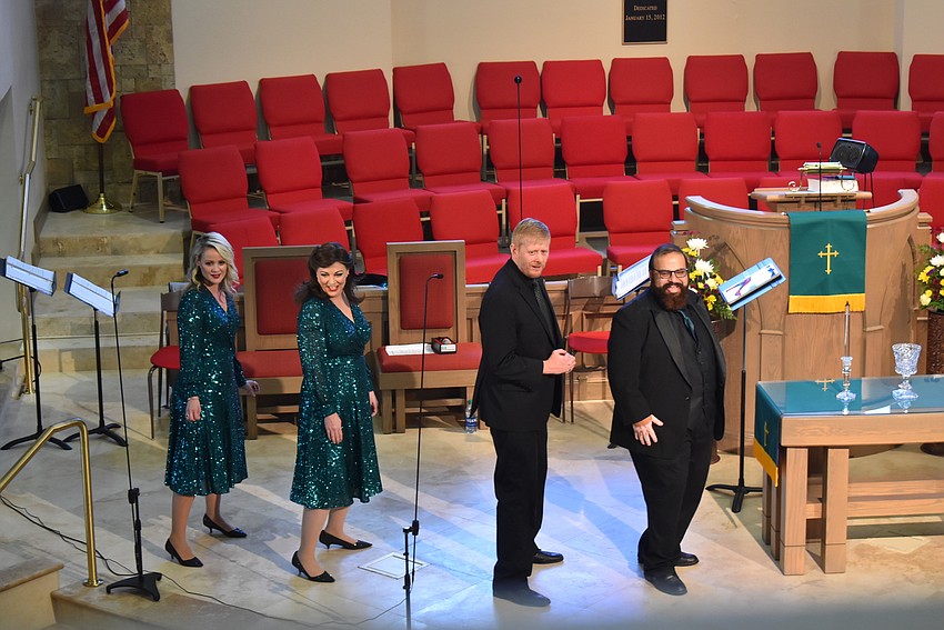 The members of the group added a little dancing to their rendition of Mamma Mia.