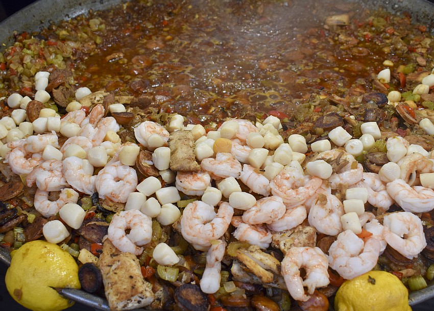 A variety of seafood was available at the festival, such as seafood jambalaya.