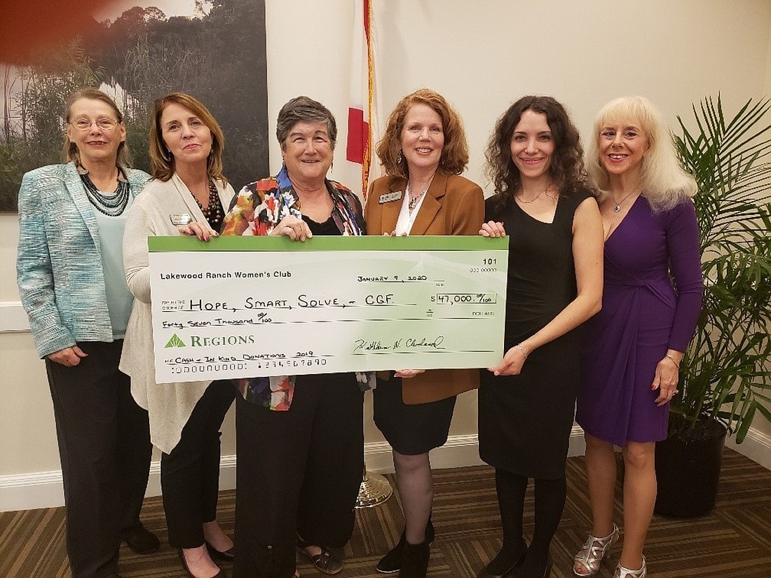 Ladies in the Lakewood Ranch Women&#39;s Club provided checks to benefiting charities. Courtesy photo.