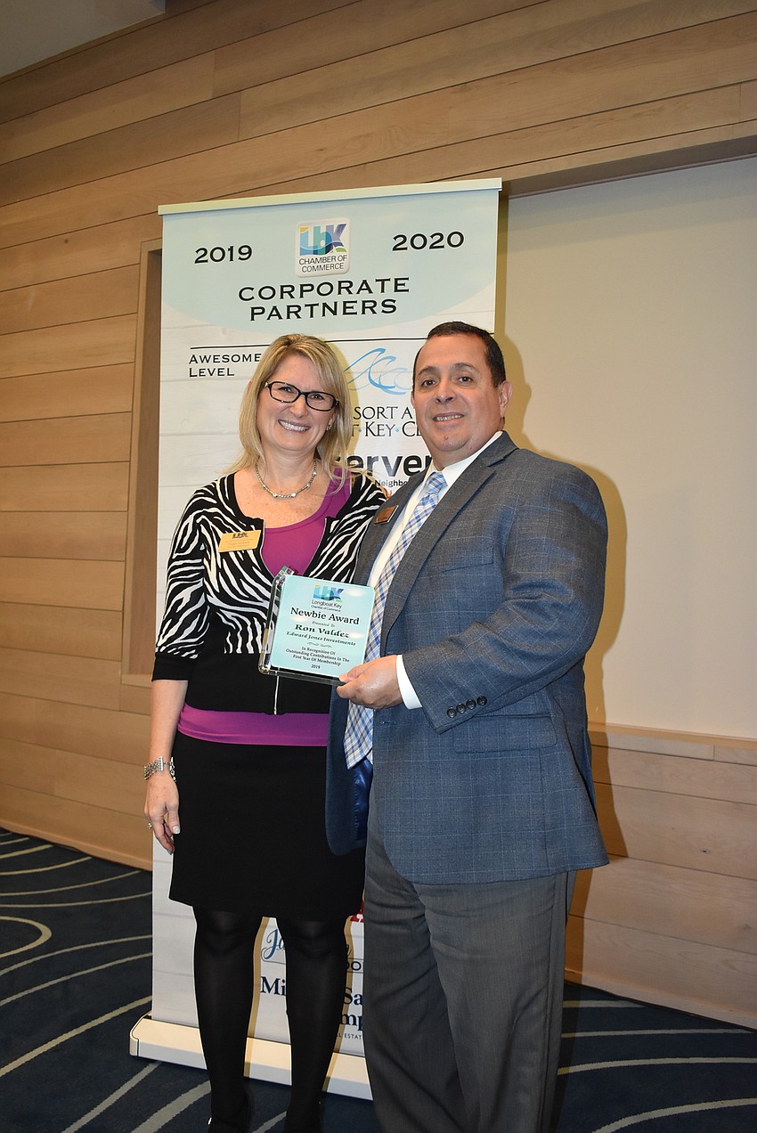 Tonya Atchison with Newbie of the Year Ron Valdez.