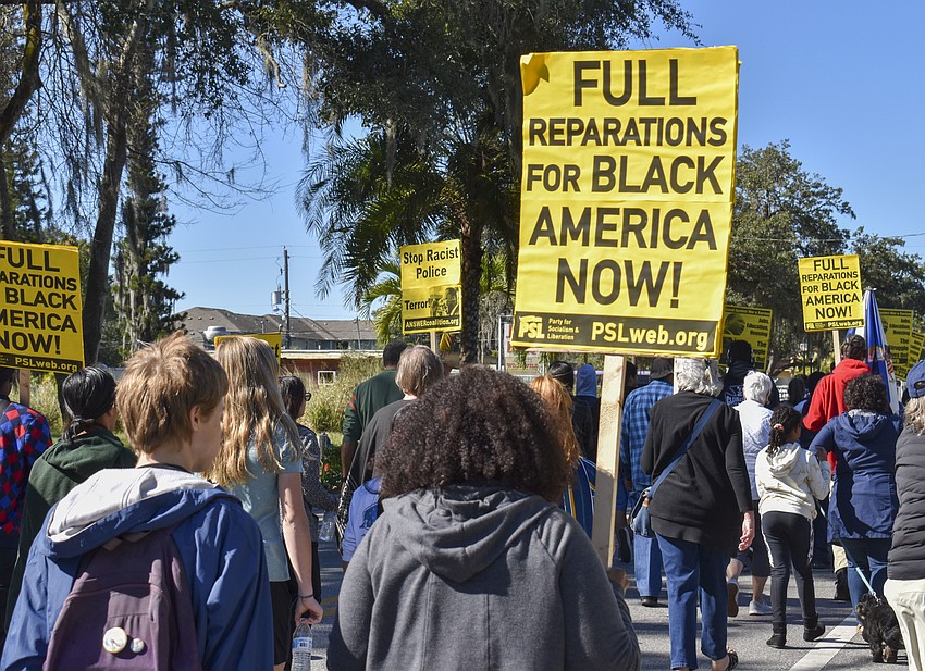 This was one of the many signs held during the march.