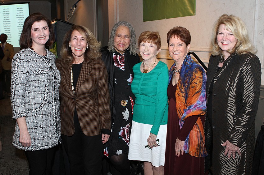 Co-chairwoman Jessica Rogers, honorees Sandi Stuart, Charlayne Hunter-Gault, Kathy Schersten, Patti Wertheimer and co-chairwoman Jo Rutstein