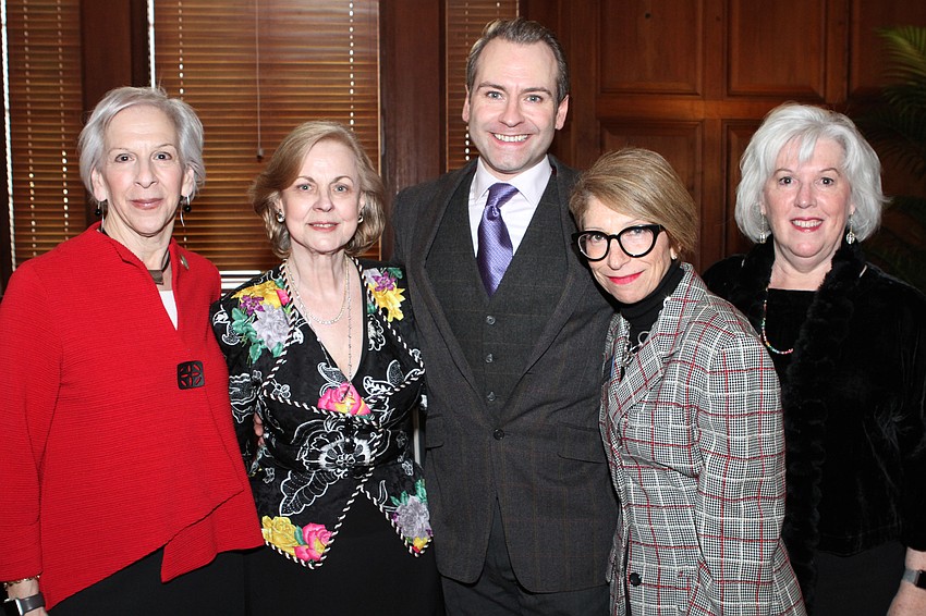 New College Foundation Board of Directors Chair Sue Jacobson, Elvira Freyer, Andrew Prince, New College Board of Trustees Chair Felice Schulaner and New College Foundation Executive Director and CEO MaryAnne Young