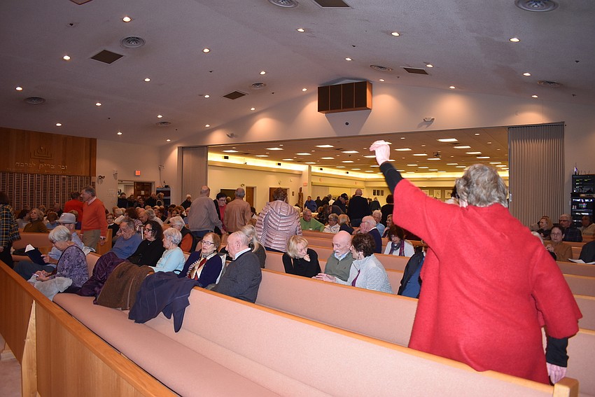 Attendees filed into the sanctuary for the showing.