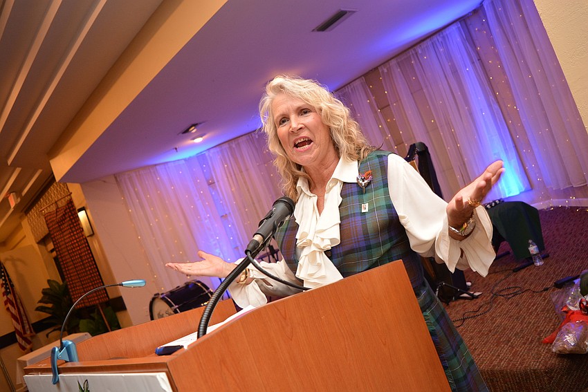 Phyl Smith gets the crowd to say 