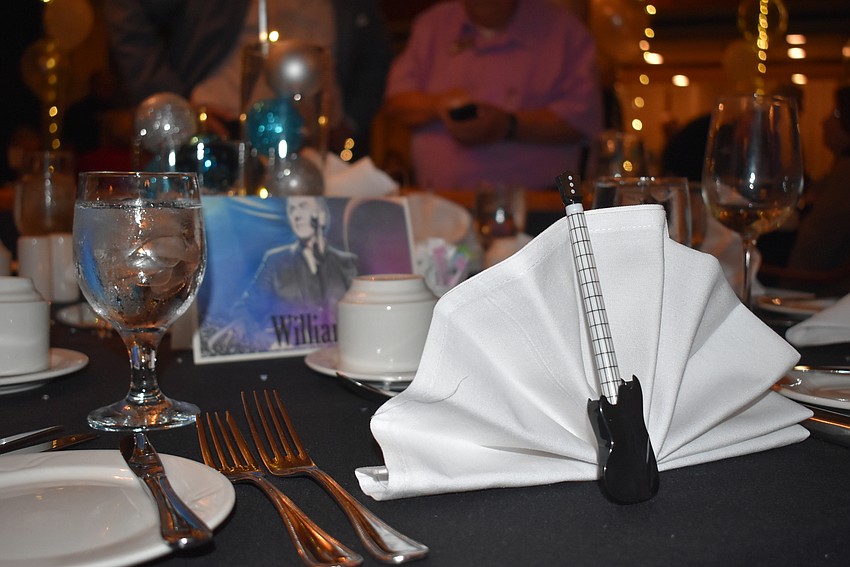 Guitars decorated the dinner napkins.