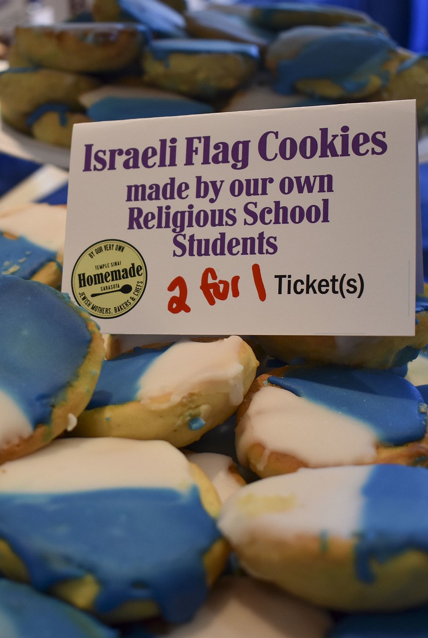 Israeli flag cookies were baked by the religious school students.