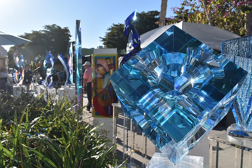 Will Grant's glass pieces sparkle in the sunlight.