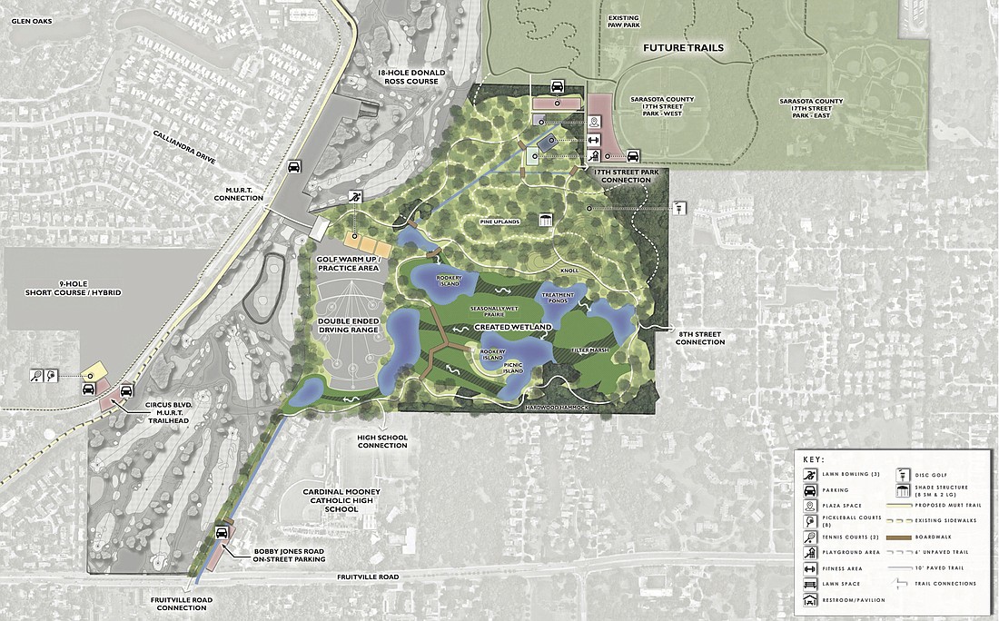 City administration is recommending reducing the size of the golf course to 27 holes to create 130 acres of park space on the Bobby Jones property.