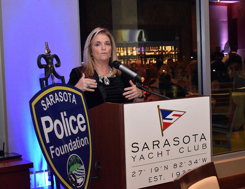 Sarasota Police Chief Bernadette DiPino thanks guests for attending.