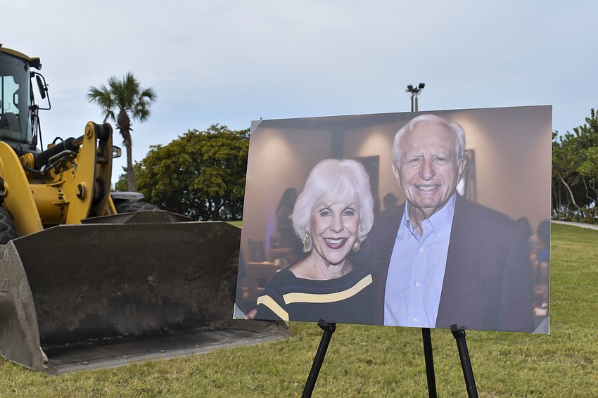 Margaret and Charles Barancik's portrait was on display at the groundbreaking.