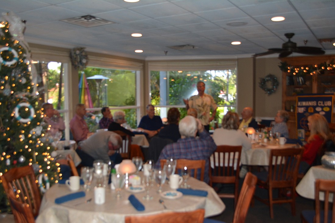 Tom Freiwald, chair of the Longboat Key Revitalization Task Force, speaks to the Kiwanis Club of Longboat Key during a December meeting at Lazy Lobster.