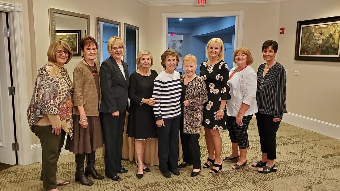 Womenâ€™s Club of Cascades of Sarasota officers are Betty Vogel, Grace Beezie, Ann King, Sandy Collins, Susan Hetzler, Marianne Salotto, Sue Gates, Jane Faix and Linda Ahern.  Photo by Cindy Salomone.