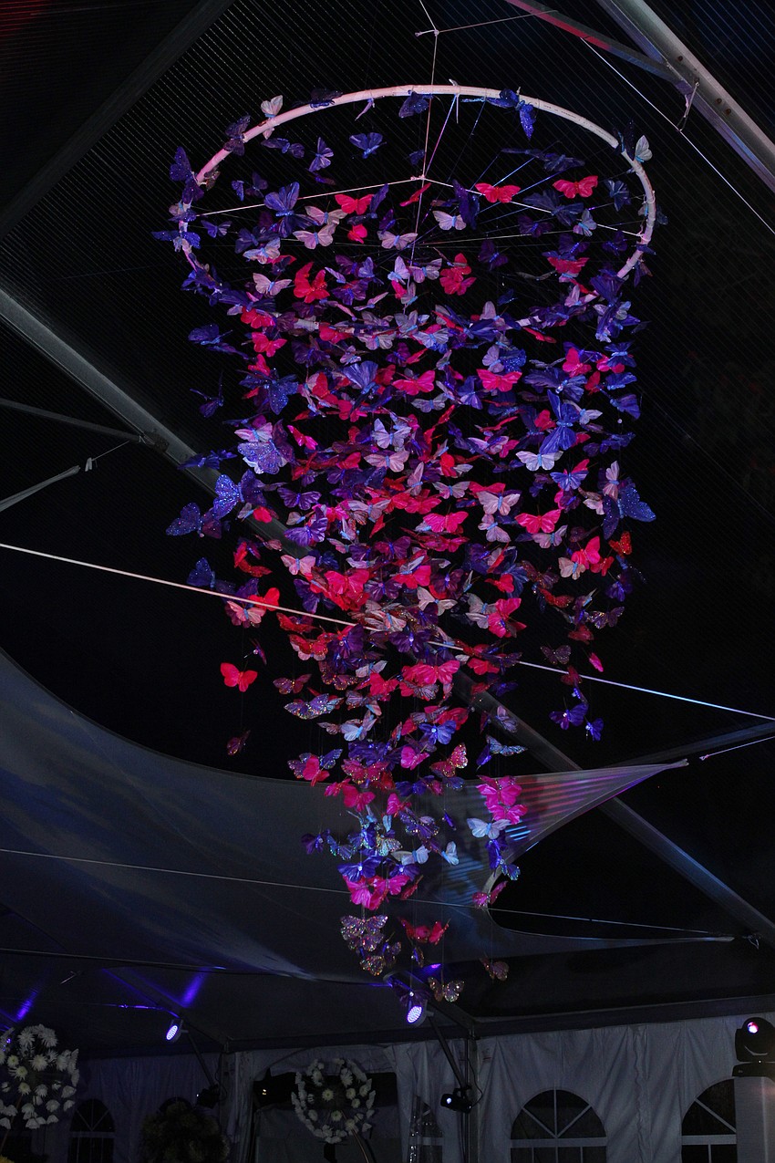 The tent area had a butterfly creation hanging overhead.