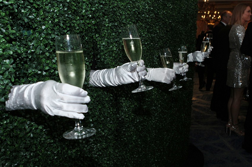 Champagne glasses were available upon entering the ballroom