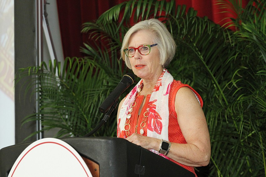 Roxie Jerde spoke early in the lunch.