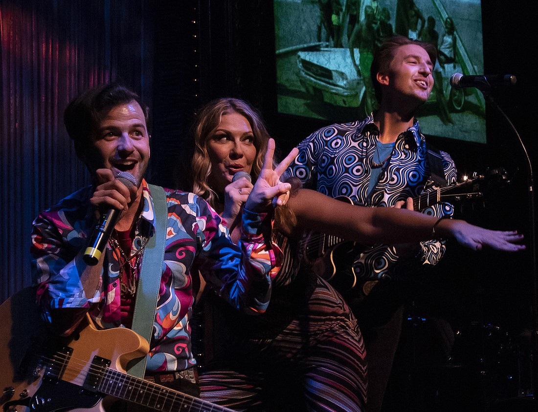 Seth Eliser, left, Alayna Gallo and Dale Obermark channel the spirit of the Sixties in Florida Studio Theatre&#39;s "Light My Fire." (Photos: Matthew Holler)