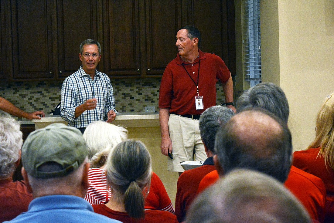 GreyHawk Landing resident Rex Cowden, with John Rhodes, said they have tailored their presentation to the Manatee County Commission based on the Planning Commission meeting last month. They shared details of their plan Feb. 12.