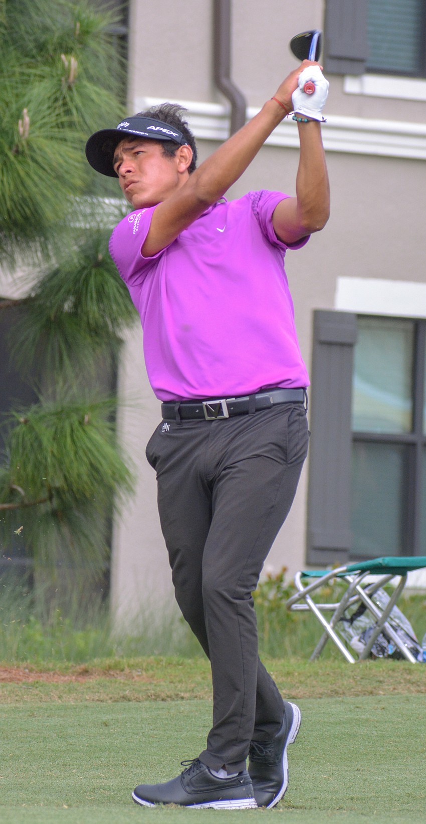Augusto Nunez tees off from the No. 1 hole. He finished two under par on day one.