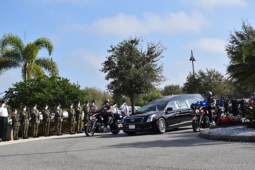 The procession to Bayside Community Church included more than 100 Florida Highway Patrol units while the procession to Sarasota National Cemetery grew bigger with all law enforcement agencies.