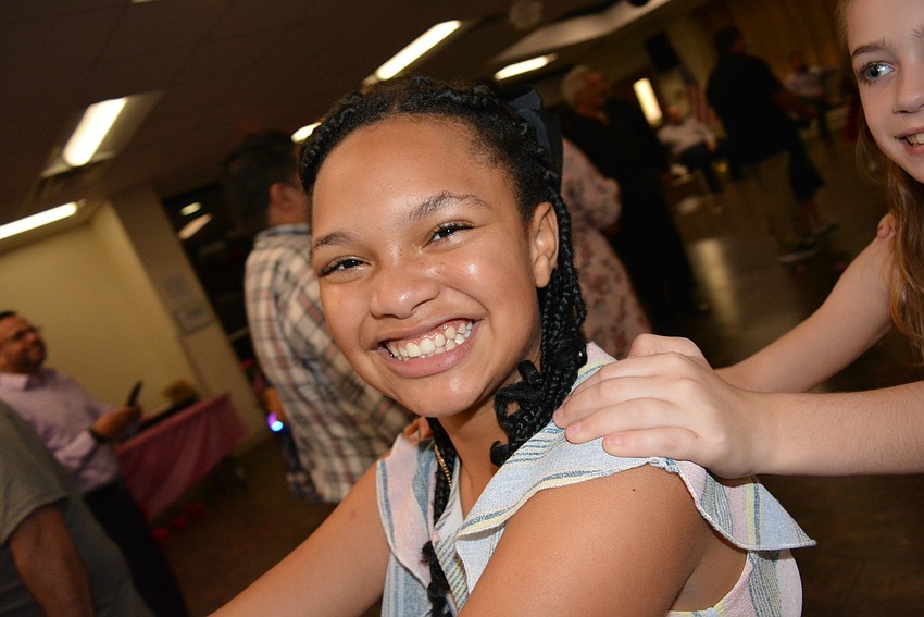 Fourth grader Ciarra Rhodes joins the conga line.