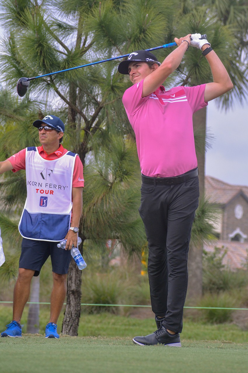 Nicolas Echavarria tees off on day two of the LECOM Suncoast Classic.