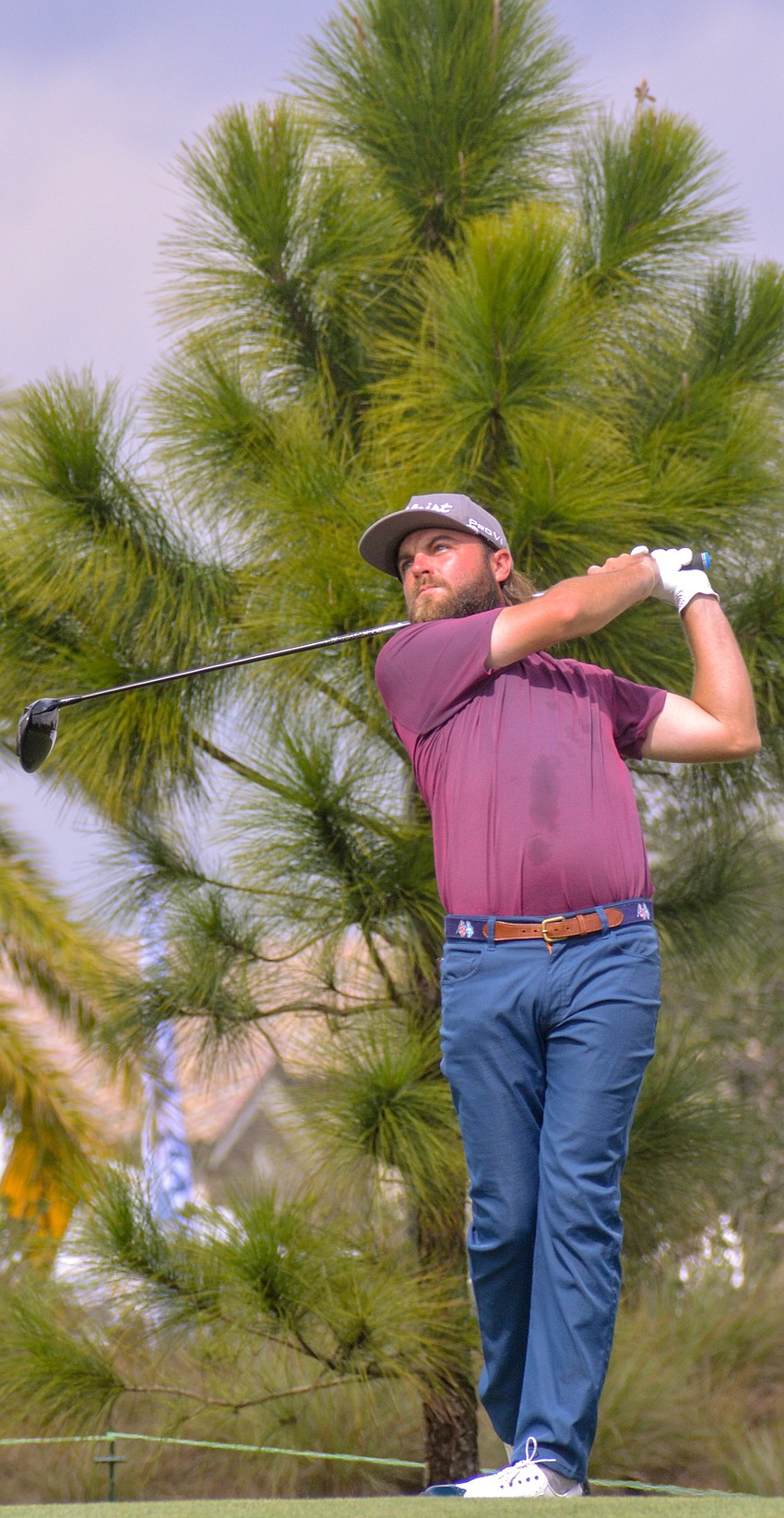 Joey Garber tees off on day two of the LECOM Suncoast Classic.