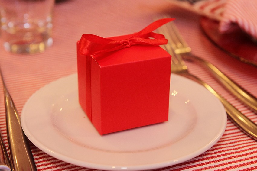 Each seat had a present filled with patriotic candy.