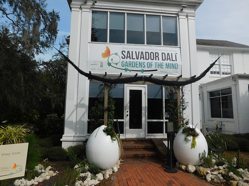Two eggs and a twig mustache invite visitors into the Museum of Botany and the Arts. (Klint Lowry)