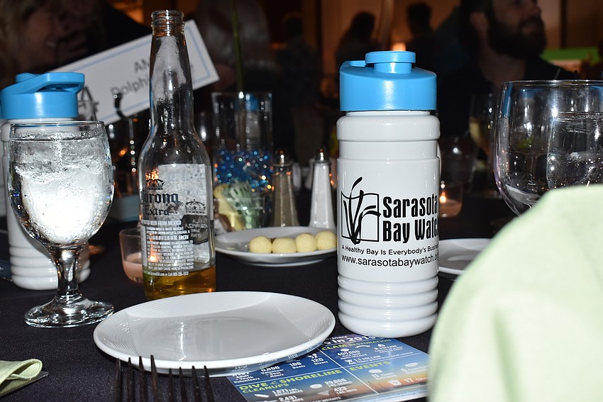 Sarasota Bay Watch water bottles were given away at the event