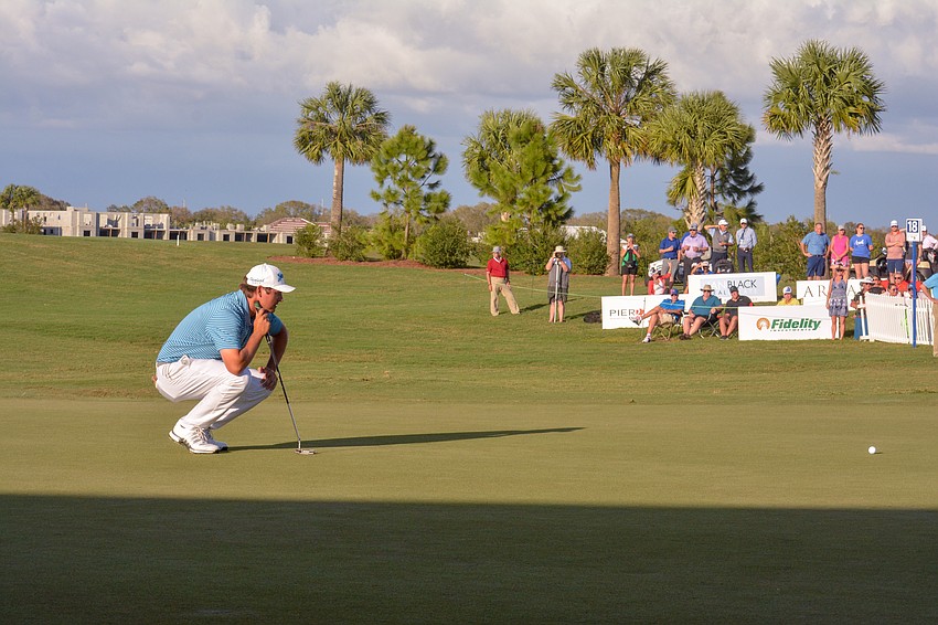 Andrew Novak stares at the 10-foot putt between him and victory.