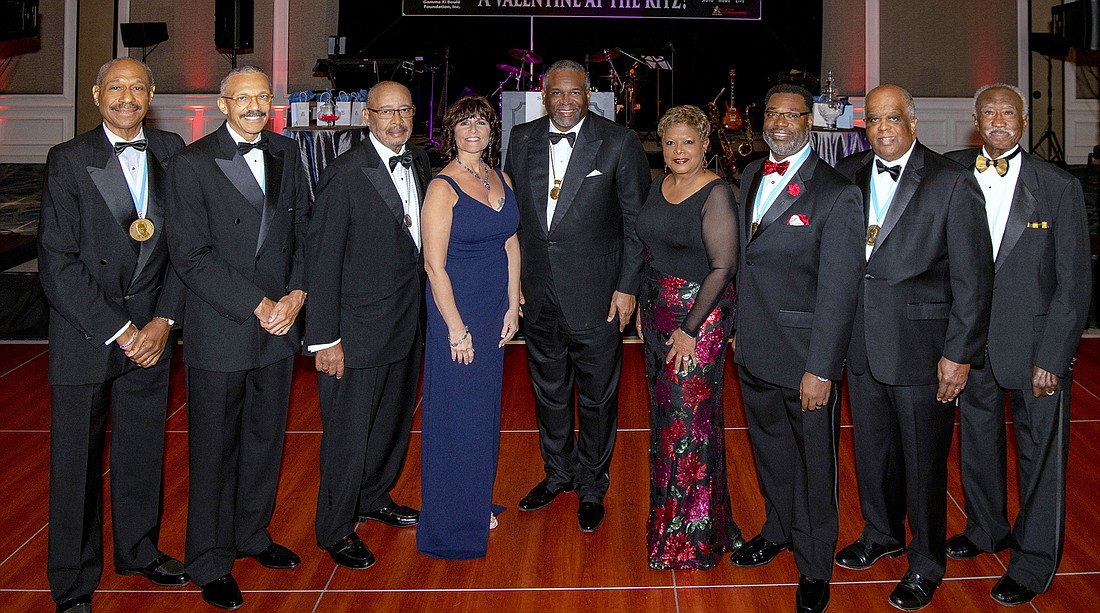 Gregg Matthews, Greg McDaniel, Co-Chairman Donald Reaves, Tina Paradissis, Grand Sire Archon Gregory Vincent, Aundria Castleberry, Co-Chairman Vincent Foderingham, Randall Morgan and Herman Bell. Photo courtesy of Cliff Roles
