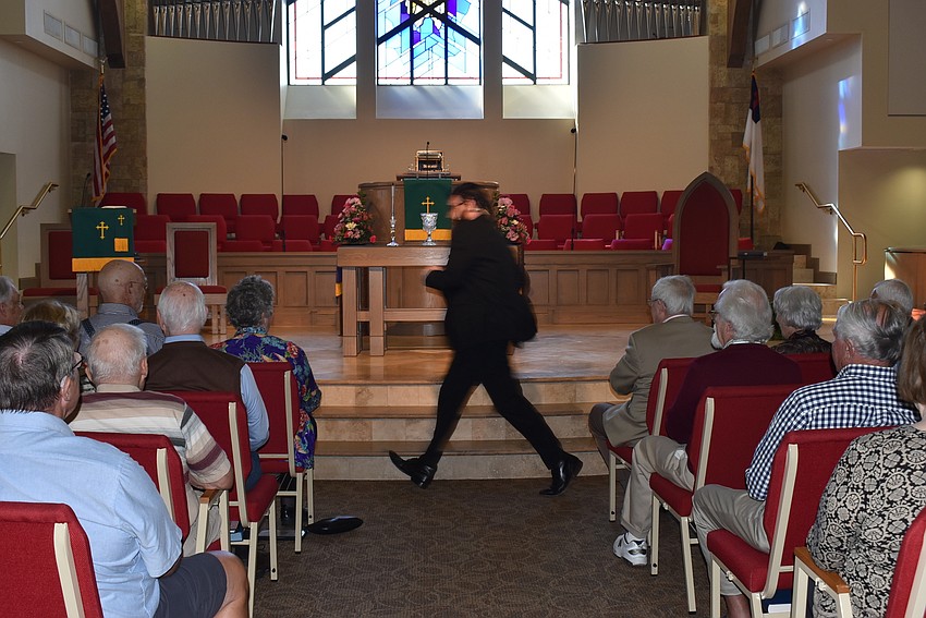 Silverman runs back and forth between the organ and piano to do a 