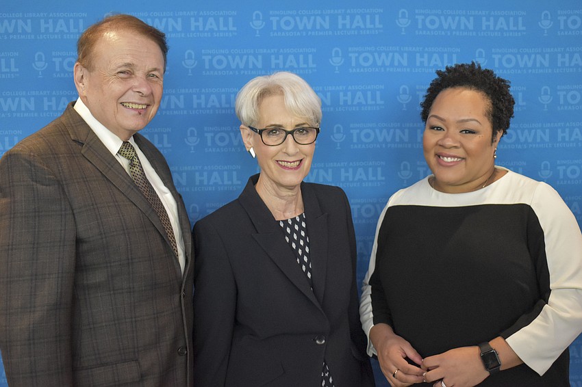 Ringling College President Larry Thompson, Ambassador Wendy Sherman and Yamiche Alcindor