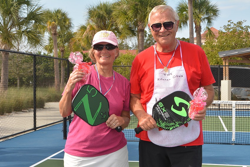 Patti (left) and Dave Kielpinski pose after competing in the Beauty and the Beast tournament Friday.
