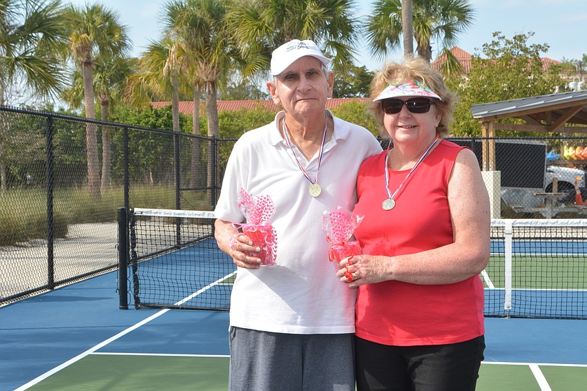 Sam Rothbart (left) and Audrey Peppin pose after competing in the Beauty and the Beast tournament Friday.