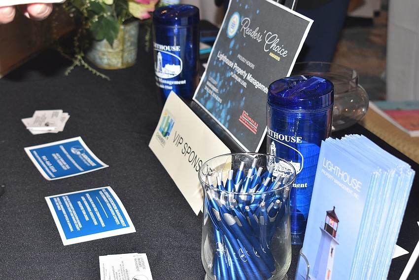 Sponsors laid out branded goodies for attendees to remember them by.