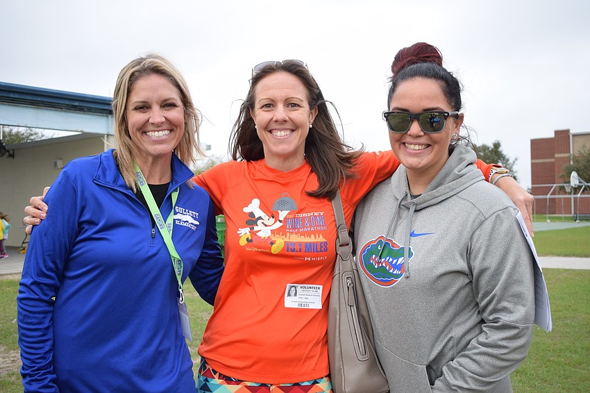 Parent-Teacher Organization members Kristin Pomeroy, Crystal Sedoris-Oliveira and Amanda Keitel enjoy volunteering at the walkathon.