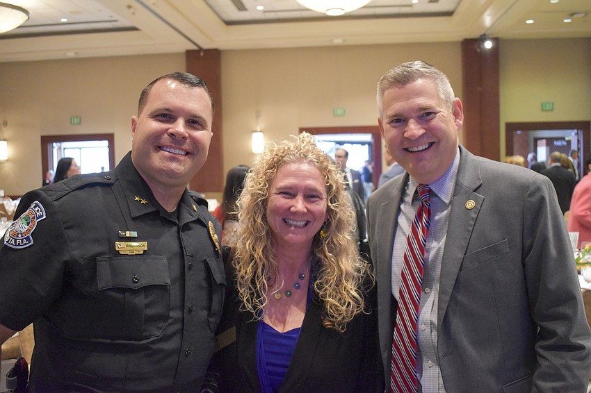 Pat Robinson, Mayor Jen Ahearn-Koch of Sarasota and Ron Turner, Sarasota County's Supervisor of Elections.