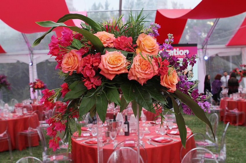 The night's dinner had a vibrant red theme.