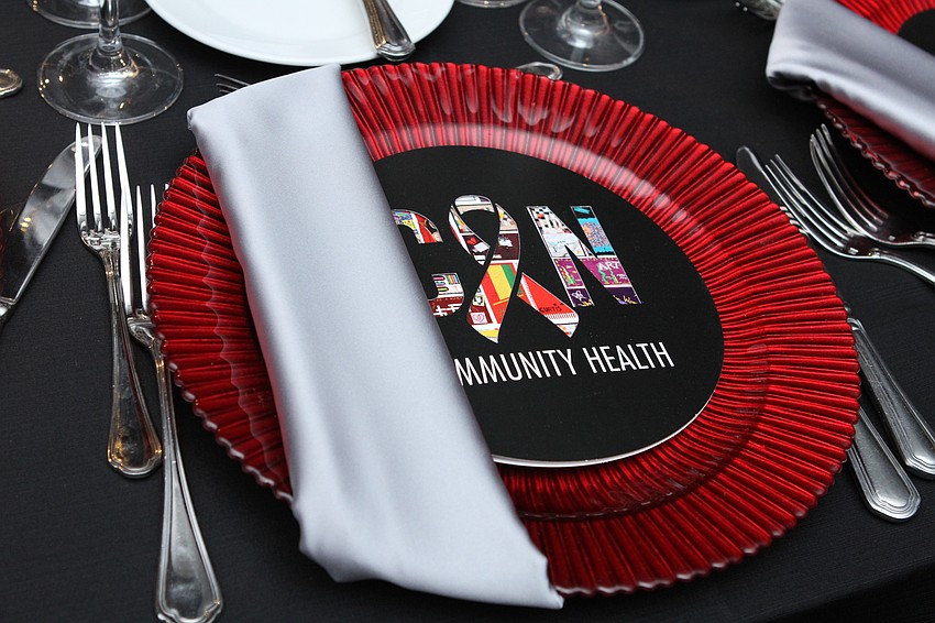 The nigh had deep red decor.