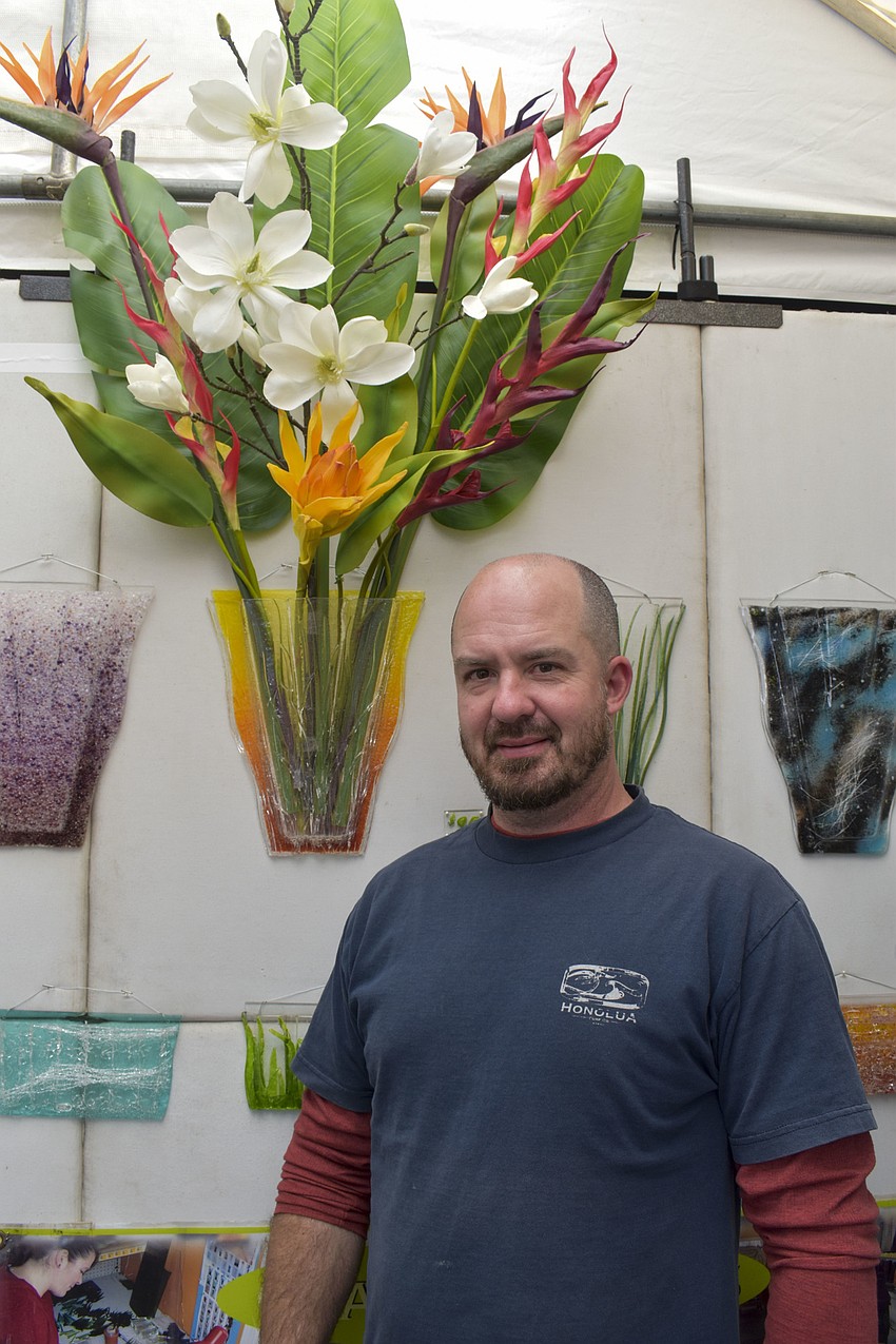 Dave Leidy creates glass pocket flower vases.