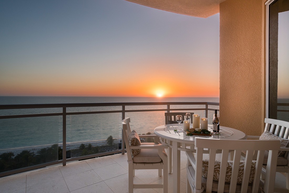 A sunset view over the Gulf of Mexico from The Beach Residences. Unit  1102 was the top seller in the Longboat Key area for the week of Feb. 10-14.