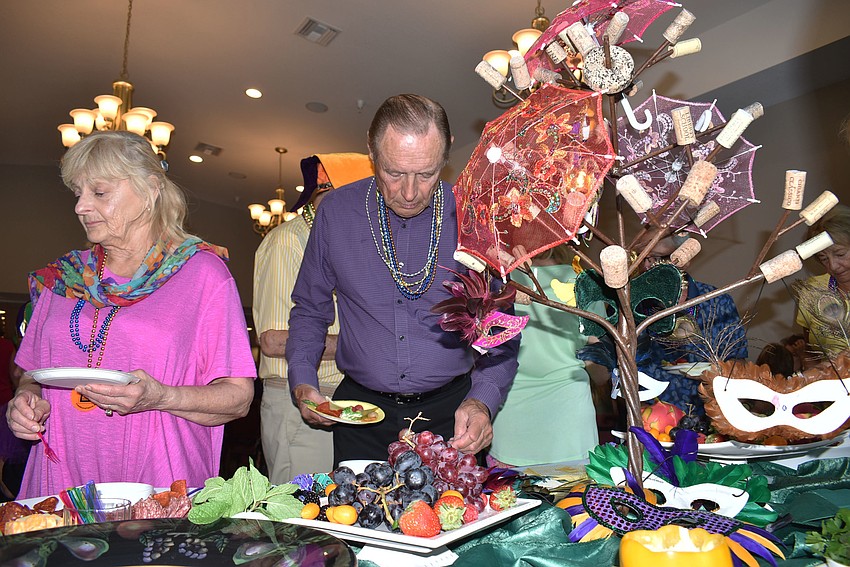 An elaborately decorated table welcomed guests to snack on appetizers.