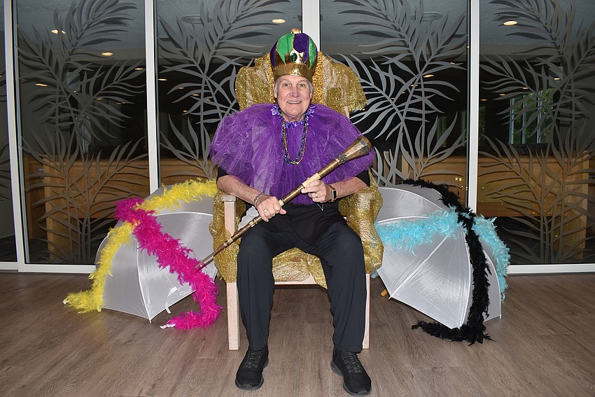 The Rev. Bill Friederich on the Mardi Gras throne.