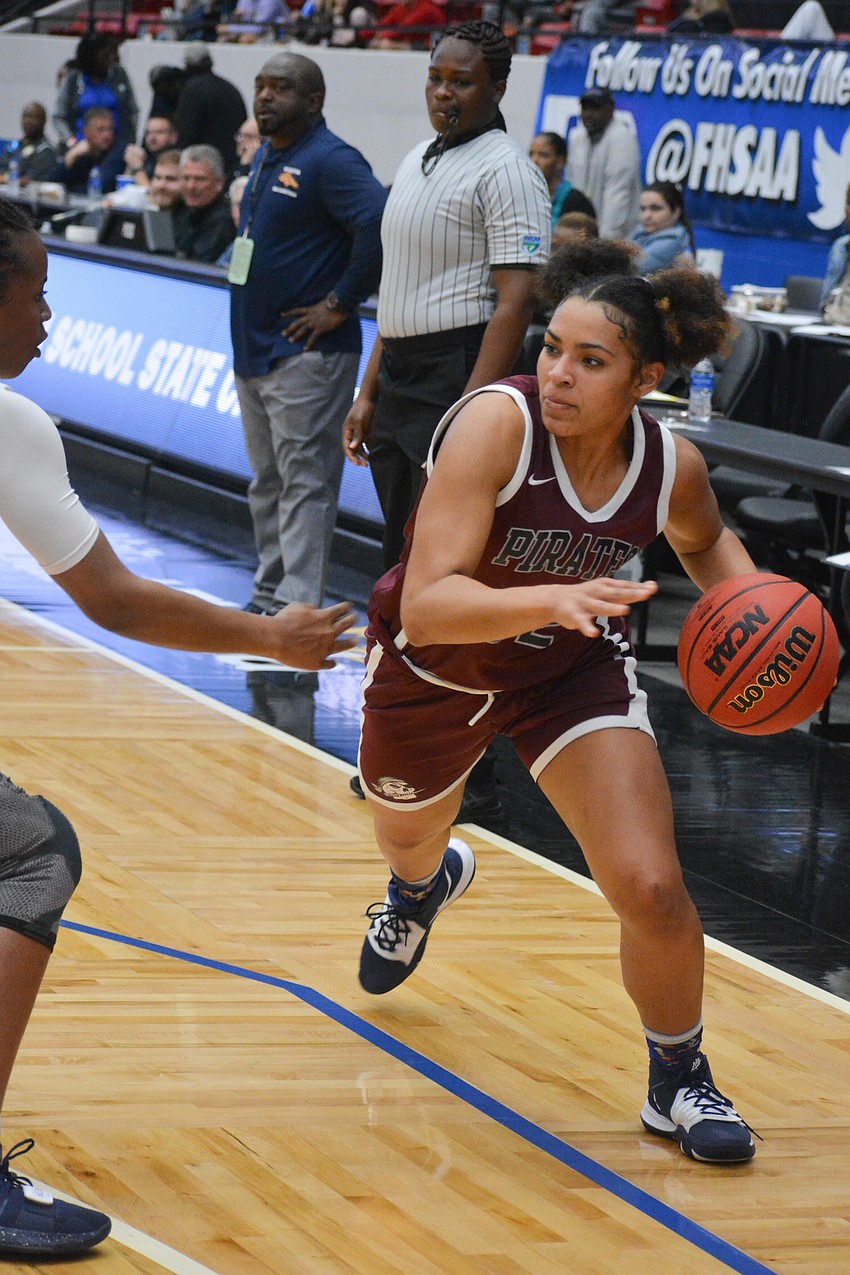 Braden River senior Julia Rodriguez drives to the hoop. Rodriguez finished with 11 points.
